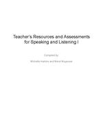 Teacher's Resources and Assessments for Speaking and Listening